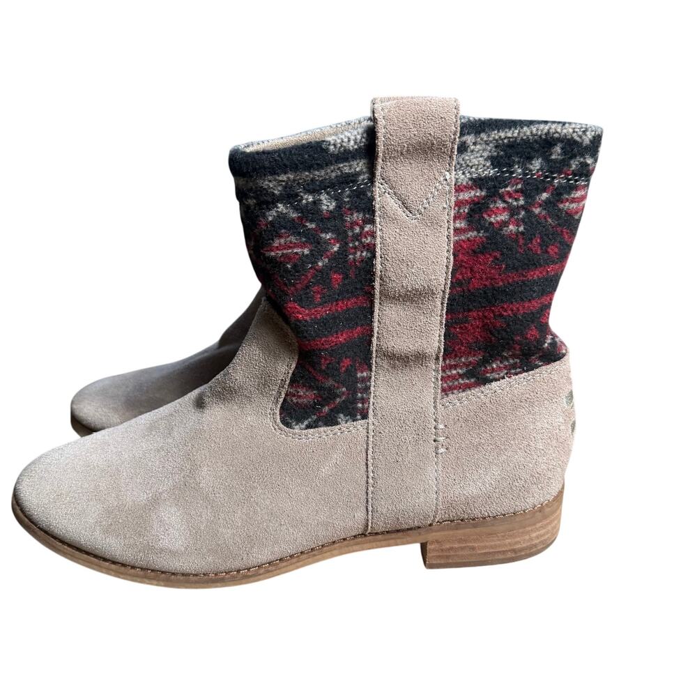 Toms 8.5 Laurel Suede Aztec Wool Desert Ankle Bootie Western Rodeo Fall